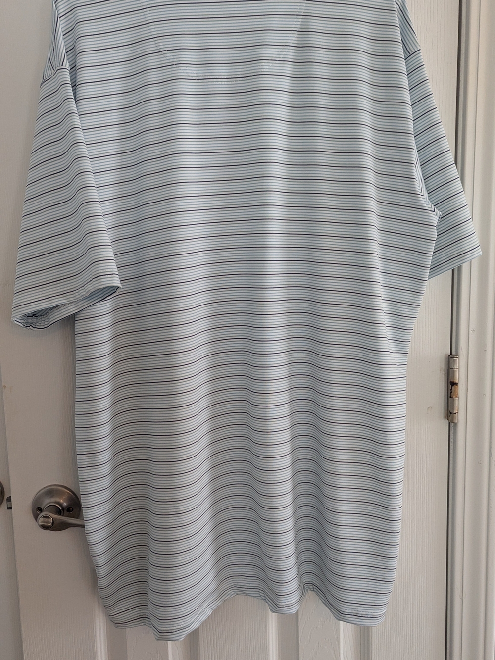 Local Boy Outfitters Light Blue Striped Polo with Navy Collar - Picture 2 of 4